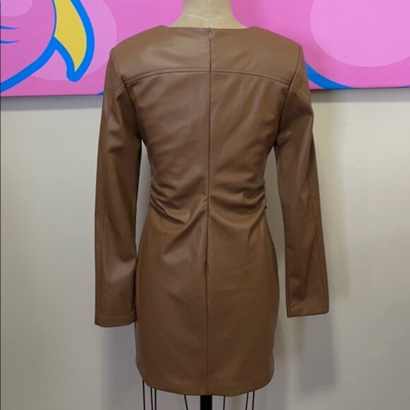 Zara Deep V neck vegan leather dress - Picture 2 of 5
